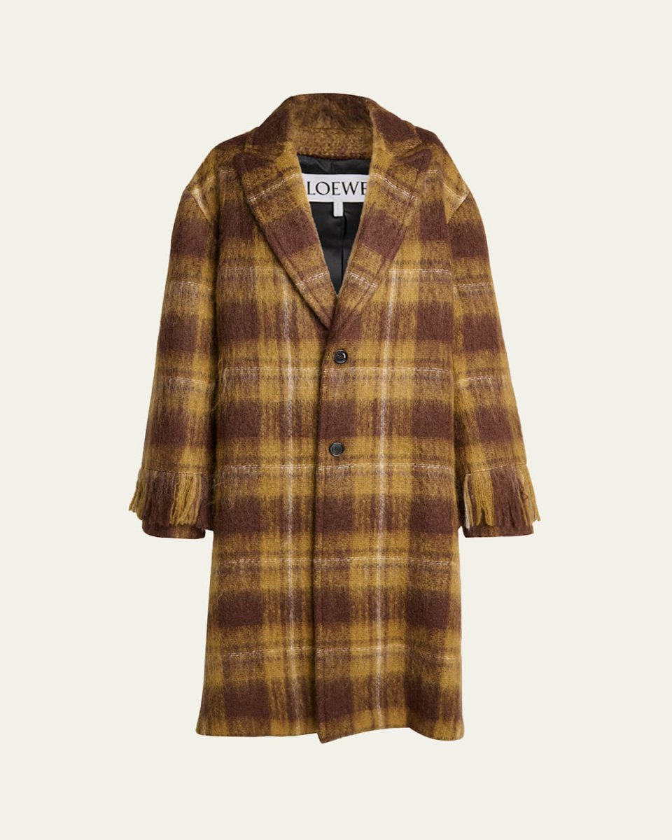 Plaid Oversized Alpaca-Wool Coat